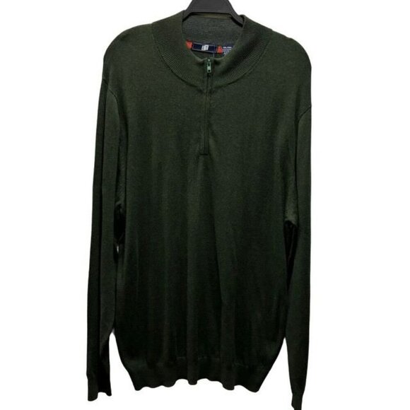 Bachrach Mens  Olive Green Huntington 1/2 Zip Mock Neck Sweater Size XXL - Picture 1 of 5